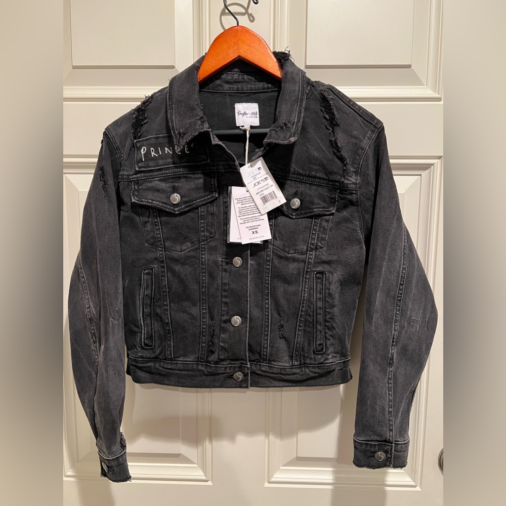 Joe’s X Taylor Hill Prince Jacket Black Denim Sz Xs Buttoned